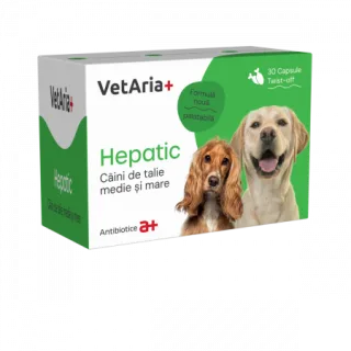 Supliment, VetAria+ Hepatic Caini Talie Medie si Mare, 30 capsule Twist-Off