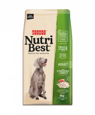 Hrana uscata pentru caini  Premium Nutribest Adult cu Miel si Orez, 3 kg