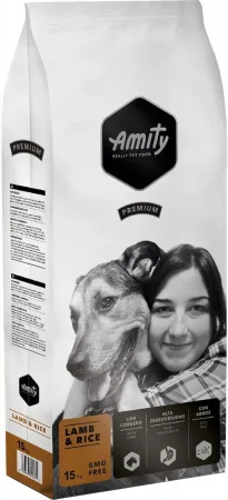 Hrana uscata pentru caini Amity Premium Adult, Miel si orez 4 kg