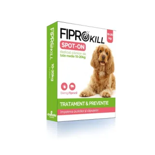 Fiprokill 134 mg Spot-On Caine 10-20 kg -3 Pipete Antiparazitare Cutie