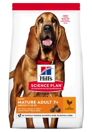 Hrana uscata caini, Hill's Science Plan Canine Mature Light Medium Chicken, 14 kg