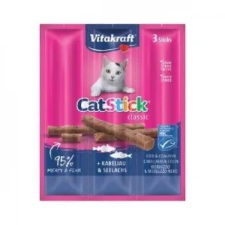 Recompense Pisici Vitakraft CatStick Cod si Merluciu, 3 x 18 g