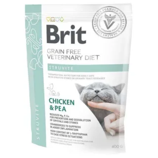 BRIT VD Struvite, Pui, dietă veterinară, hrană uscată fără cereale pisici, sistem urinar, 400g
