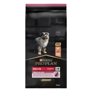 PURINA PRO PLAN PUPPY Sensitive Skin, Talie Medie, Somon, 12 kg