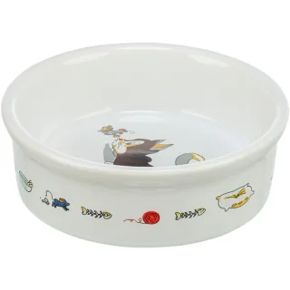 TRIXIE Cat & Mouse, castron pisici, rotund, ceramică, alb, 0.2l, ⌀12cm