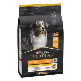 PURINA PRO PLAN ADULT Light Sterilised, Toate Taliile, Pui, 3 kg