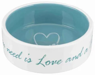 Castron ceramic Pet's Home 0.8 l/ 16 cm crem/verde 25051