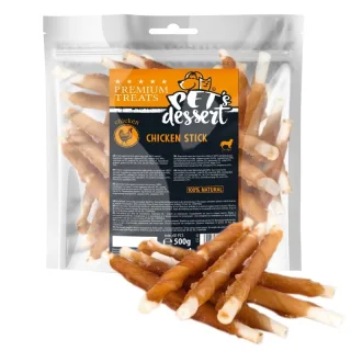 PET'S DESSERT Stick, XS-XL, Pui, punguță recompense fără cereale câini, 500g