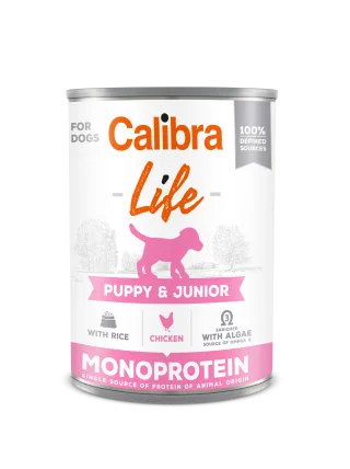 Hrana umeda caini, Calibra Dog Life Puppy & Junior, Chicken & Rice, 400 g