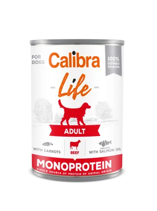 Hrana umeda caini, Calibra Dog Life Adult Beef with Carrots, 400 g