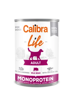 Hrana umeda caini, Calibra Dog Life Adult Wild Boar with Cranberries, 400 g