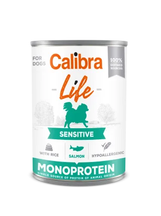 Hrana umeda caini, Calibra Dog Life Sensitive Salmon with Rice, 400 g