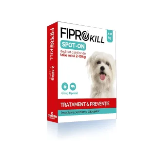 Pipete Antiparazitare Caini 2-10 kg Fiprokill Dog S 67 mg, Deparazitare Externa, 3 Pipete