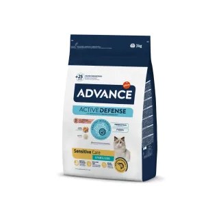 ADVANCE Sensitive Care Sterilised, Somon, hrană uscată pisici sterilizate, sistem digestiv, 3kg