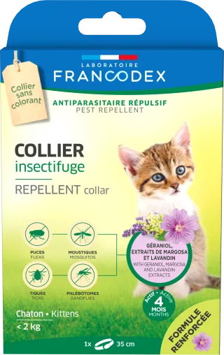 Francodex, zgarda antiparazitara geraniol kitten, <2 kg