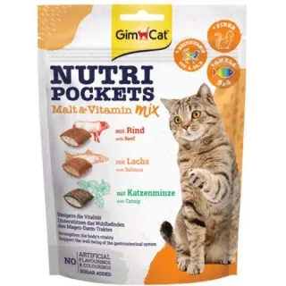 Recompense pisici, GimCat Nutri Pockets cu Malt si Vitamine, 150 g