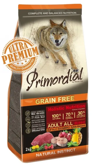Primordial Grain-Free Holistic Dog Adult, Buffalo & Mackerel, 12 kg