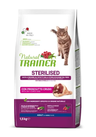 Natural Trainer, Pisica Adulta Sterilizata cu Prosciutto Crudo, 1.5 kg