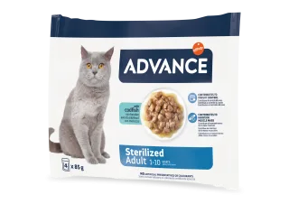 Advance Cat Wet Sterilized Cod Multipack, 4x85 g