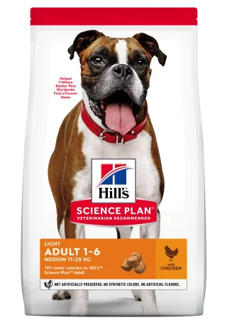 Hrana uscata caini, Hill's Science Plan Canine Adult Light Medium Chicken, 2.5 kg