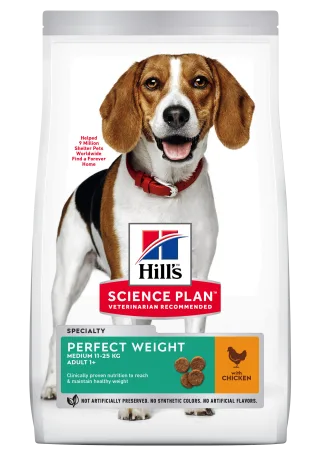 Hrana uscata caini, Hill's Science Plan Canine Adult Perfect Weight Medium Chicken, 12 kg