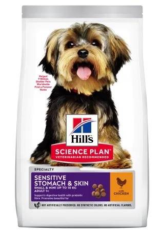 Hrana uscata caini, Hill's Science Plan Canine Adult Small and Mini Sensitive Stomach and Skin Chicken, 6 kg