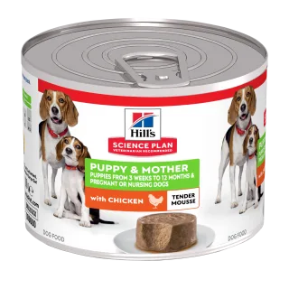 Hrana umeda caini, Hill's Science Plan Canine Puppy & Mother Tender Mousse Chicken, 200 g