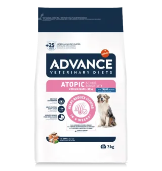 ADVANCE Veterinary Diets Dog Atopic Care, dietă veterinară, hrană uscată câini, afecțiuni dermatologice ADVANCE Veterinary Diets Atopic Medium/Maxi, M-L, dietă veterinară câini, hrană uscată, afecțiuni dermatologice, 3kg