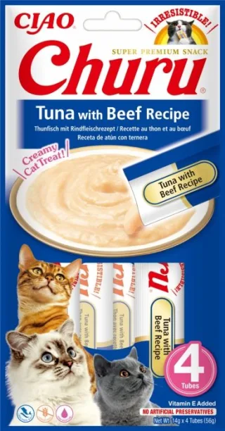Churu Inaba Recompensa Cremoasa cu Ton si Vita, 14 g x 4 buc