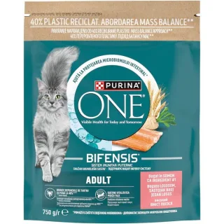 PURINA ONE ADULT, Somon si Cereale Integrale, hrana uscata pentru pisici, 750 g
