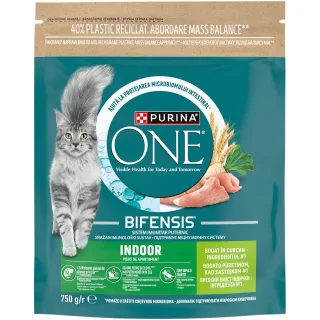 PURINA ONE INDOOR Formula, Curcan si Cereale Integrale, hrana uscata pentru pisici, 750 g