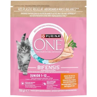 PURINA ONE Junior, Pui si Cereale Integrale, hrana uscata pisici junior, 750 g