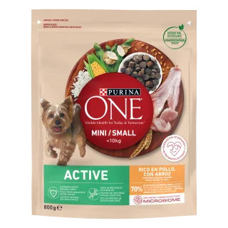 PURINA ONE MINI Active, Pui si Orez, hrana uscata pentru caini, 800 g