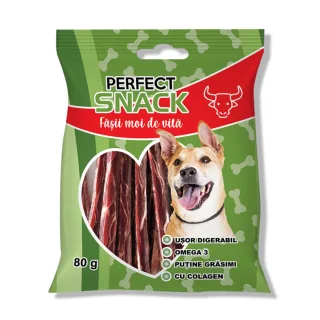 Hrana complementara pentru caini, Perfect Snack, fasii moi de vita, 80 g