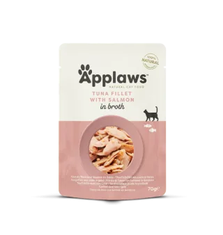 Applaws Tuna Fillet with Salmon in Broth, plic, 70 g