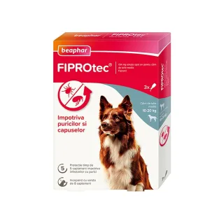 Pipete Antiparazitare Caini Fiprotec, Beaphar, M 10-20 kg/ 3 pipete x 1.34 ml