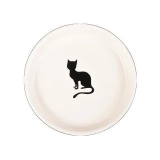 Castron din Ceramica pentru Pisici, Flamingo Nala Alb-Negru, 15 cm/ 180 ml
