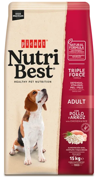 Hrana Uscata Caini Premium, NutriBest Adult Dog, Pui si Orez, 15 kg