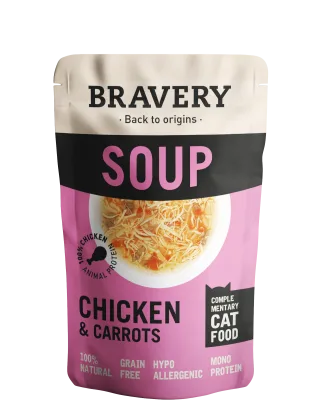 Hrana Umeda Pisici, Bravery Soups Cat, Pui si Morcovi, 40 g