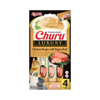 Churu Luxury, Recompensa Cremoasa Pisici, Ton si Vita Wagyu, 14 g x 4 buc