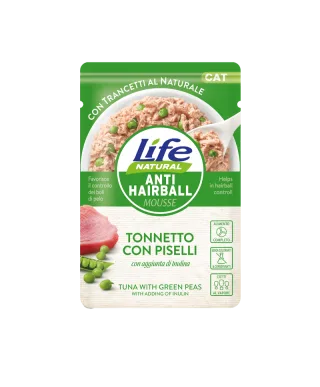 Hrana Umeda Pisici, Life Natural AntiHairball Mousse Ton si Mazare, 70 g