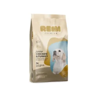 Hrana Uscata Caini, Remi Premium Junior Medium-Large Breed cu Pui si Curcan, 3 kg