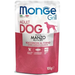 Hrana umeda caini, Monge Grill Adult Dog, Vita, 100 g