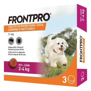 Comprimate masticabile antiparazitare caini, Frontpro S, 11.3 mg, 2-4 kg, 3 buc/ cutie