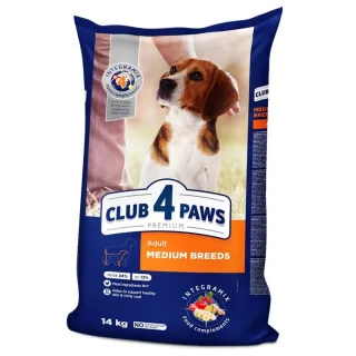 Hrana uscata premium caini, Club 4 Paws Adult Mediu, Pui, 14 kg