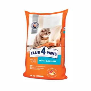 Hrana uscata premium pisici, Club 4 Paws Adult, Somon, 14 kg