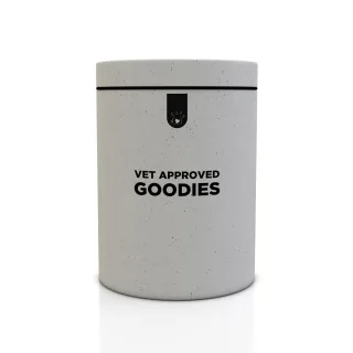 Recipient pentru recompense si hrana uscata din fibre de bambus Doctor Totolici, culoare Offwhite, 2L
