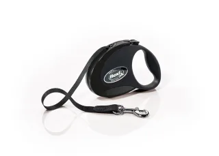 FLEXI Style, lesă retractabilă câini, nylon, negru, S(12kg, 3m)