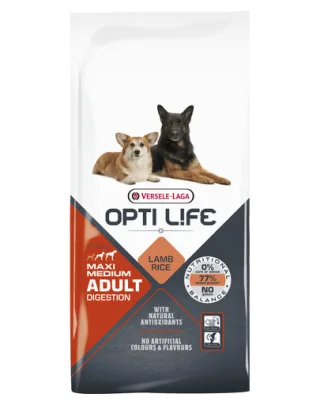 VERSELE-LAGA Opti Life Adult Digestion Medium&amp;Maxi hrana uscata pentru caini de talie medie/mare cu sensibilitati 12,5 kg