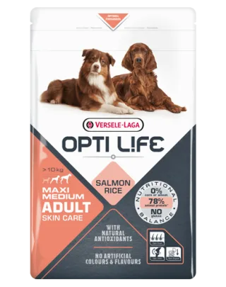 VERSELE-LAGA Opti Life Adult Skin Care Medium&amp;Maxi hrana uscata caini adulti cu sensibilitati ale pielii, talie medie/mare 12,5 kg